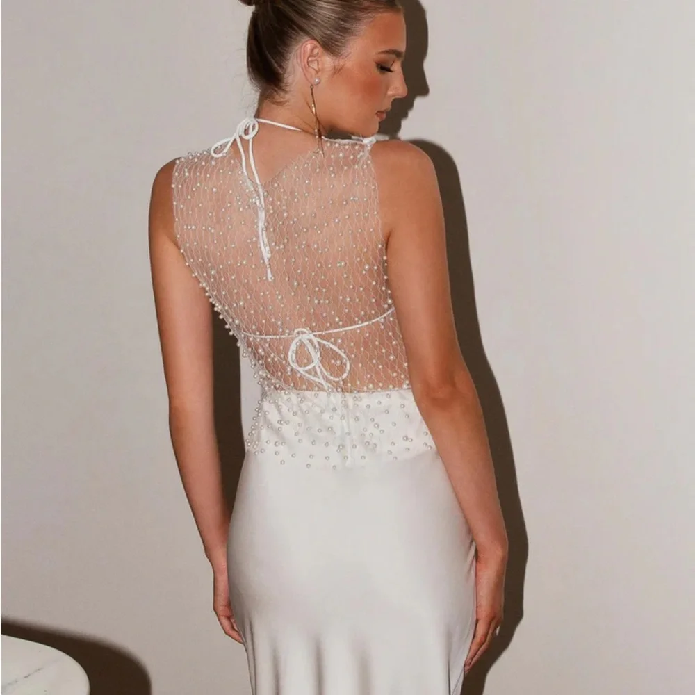 Peppermayo Ivory Sheer Beaded Mesh Tank - Picture 4 of 6